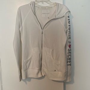 Victoria’s Secret Heart Zip-Up Hoodie White